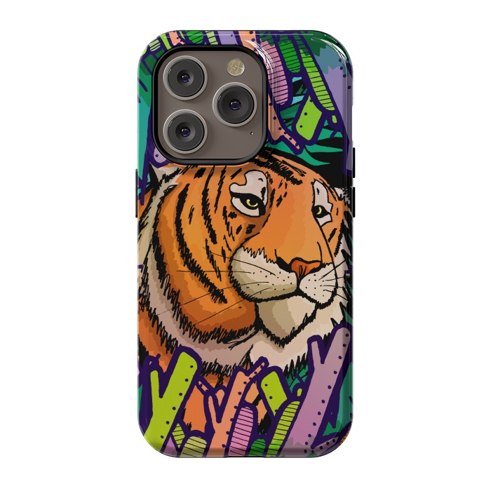 iPhone 14 Pro StrongFit Tiger in the undergrowth  by Steve Wade (Swade)