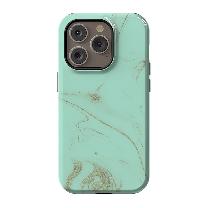 iPhone 14 Pro StrongFit Elegant gold and mint marble image by InovArts