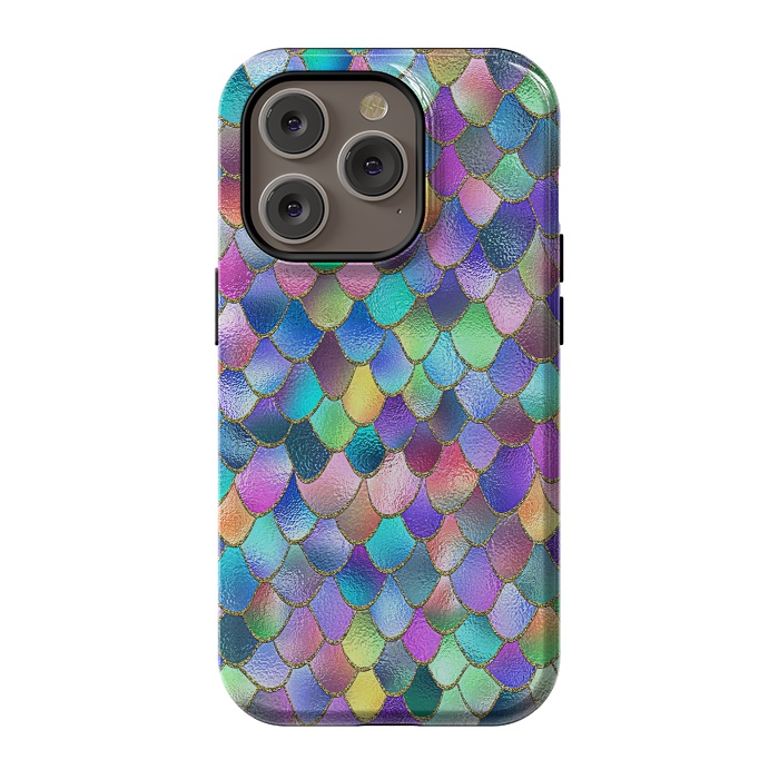 iPhone 14 Pro StrongFit Colorful Carnival Wonky Metal Mermaid Scales by  Utart