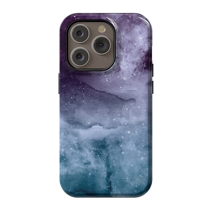 iPhone 14 Pro StrongFit Watercolor and nebula abstract design by InovArts
