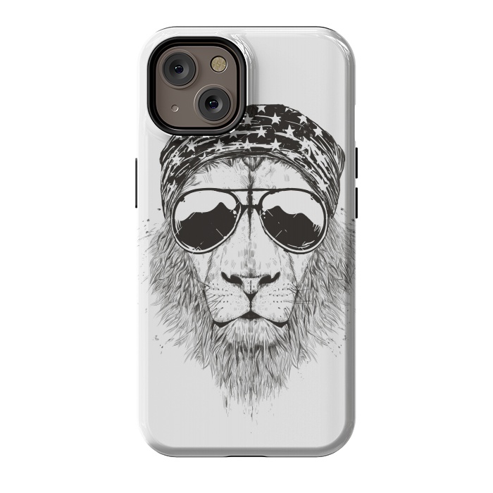 iPhone 14 StrongFit Wild lion (bw) by Balazs Solti