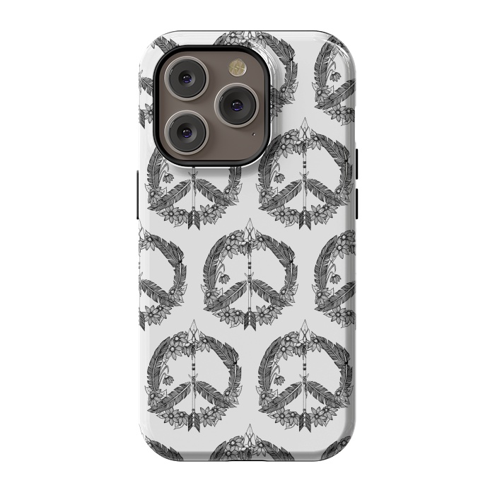 iPhone 14 Pro StrongFit Bohemian Peace Sign Print by Becky Starsmore