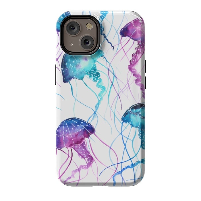 iPhone 14 StrongFit Watercolor Jellyfish Print by Becky Starsmore