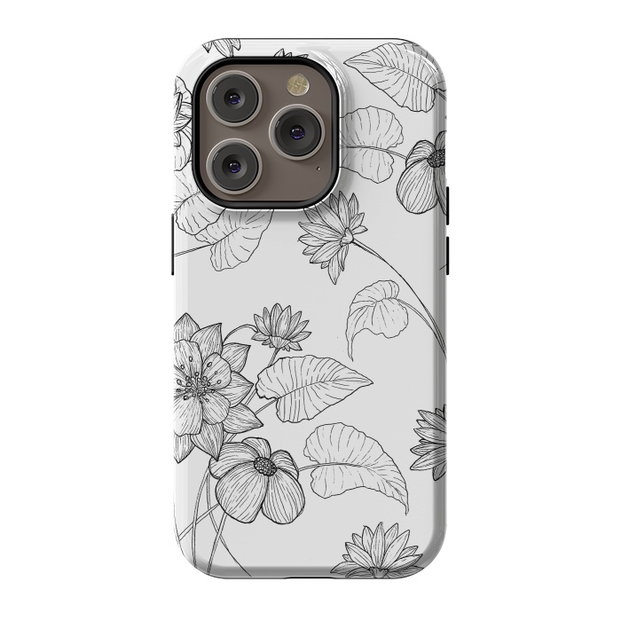 iPhone 14 Pro StrongFit Monochrome Sketchbook Floral by Becky Starsmore