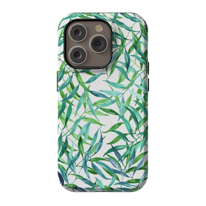 iPhone 14 Pro StrongFit Green Palm Leaf Print by Becky Starsmore