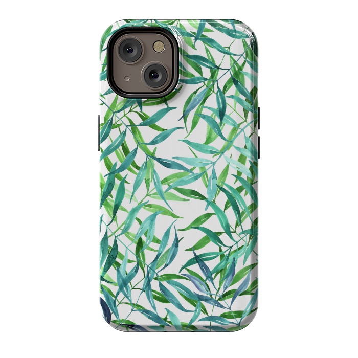 iPhone 14 StrongFit Green Palm Leaf Print by Becky Starsmore