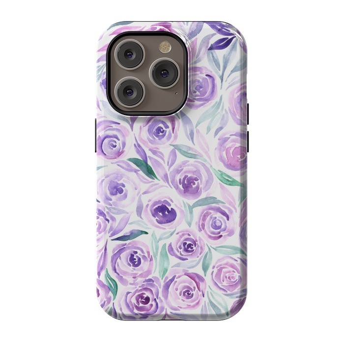 iPhone 14 Pro StrongFit Purple Rose Floral Print by Becky Starsmore