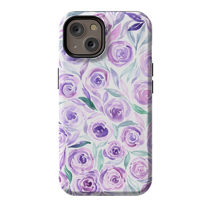 iPhone 14 StrongFit Purple Rose Floral Print by Becky Starsmore
