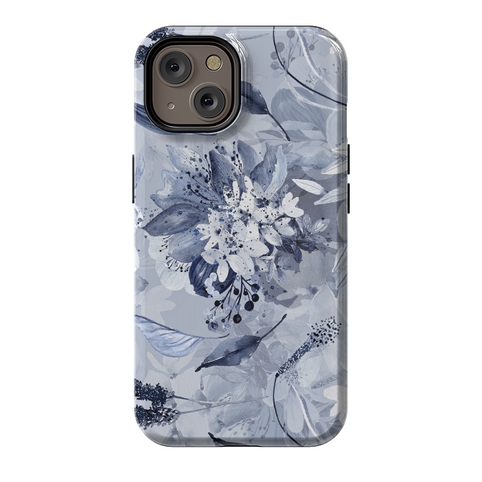 iPhone 14 StrongFit Autumnal fresh gray and blue flower rose pattern by  Utart