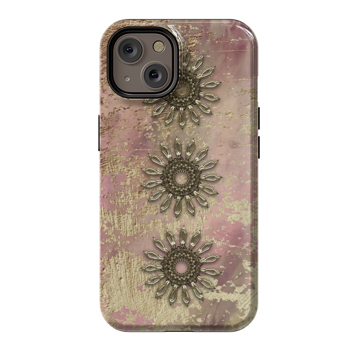 iPhone 14 StrongFit Golden Embellishments On Pink And Gold by Andrea Haase