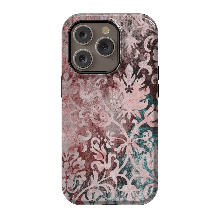 iPhone 14 Pro StrongFit Rosegold Damask 2 by Andrea Haase