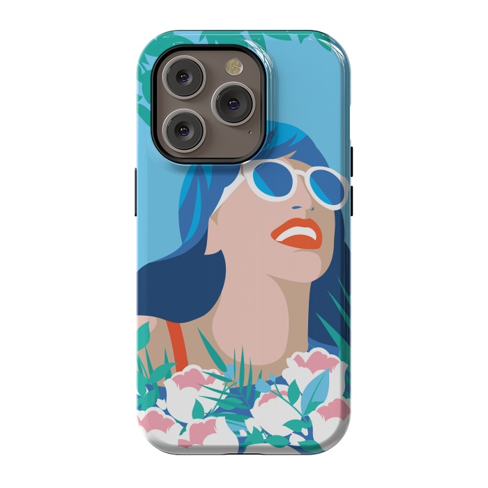 iPhone 14 Pro StrongFit Blue Summer Girl by DaDo ART