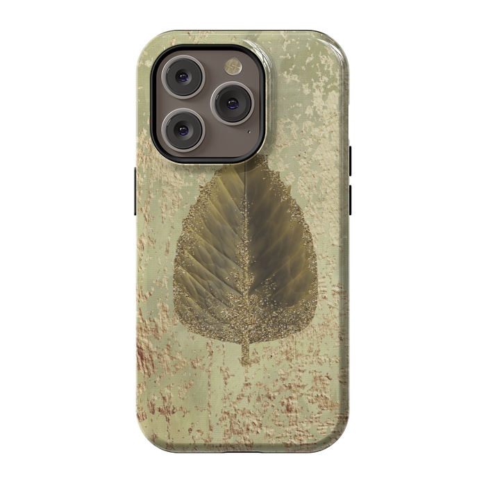 iPhone 14 Pro StrongFit Golden Leaf And Sparkle by Andrea Haase