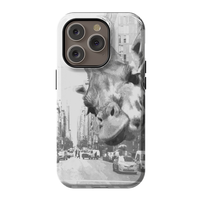 iPhone 14 Pro StrongFit Black and White Selfie Giraffe in NYC by Alemi