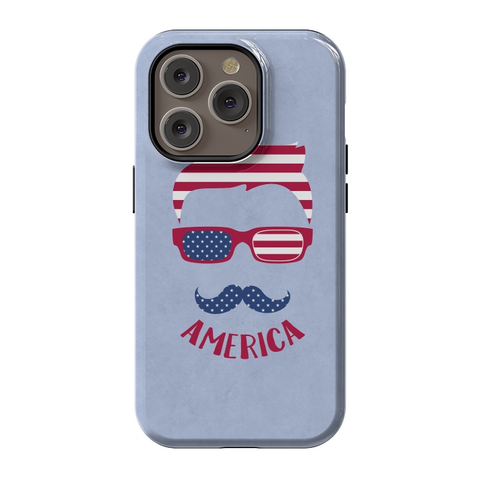 iPhone 14 Pro StrongFit American Hipster Face 4th July by Andrea Haase
