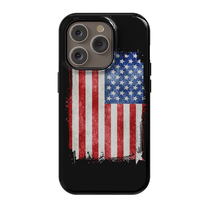 iPhone 14 Pro StrongFit American Flag Grunge Style by Andrea Haase