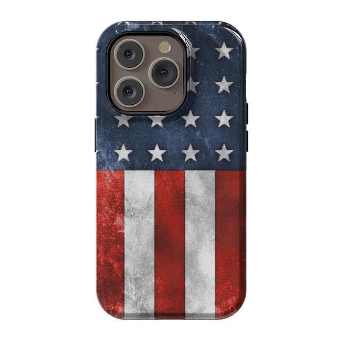 iPhone 14 Pro StrongFit Grunge Style American Flag by Andrea Haase