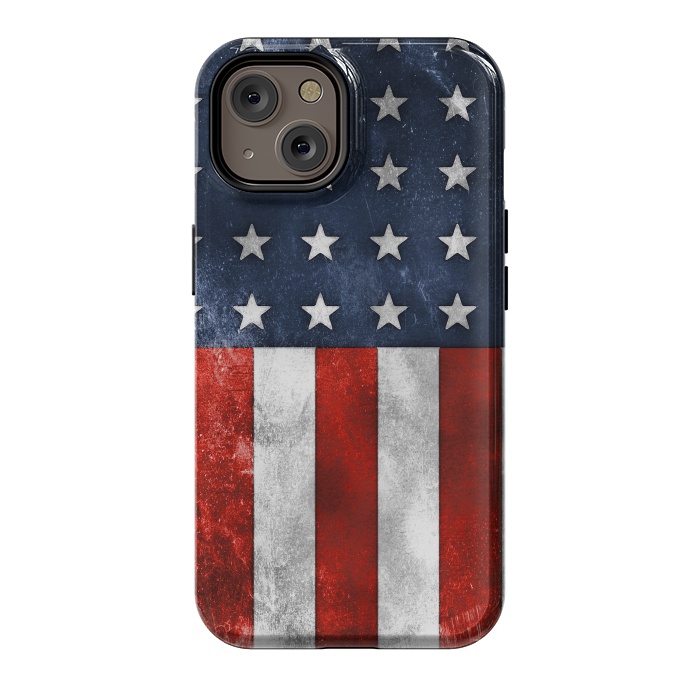 iPhone 14 StrongFit Grunge Style American Flag by Andrea Haase