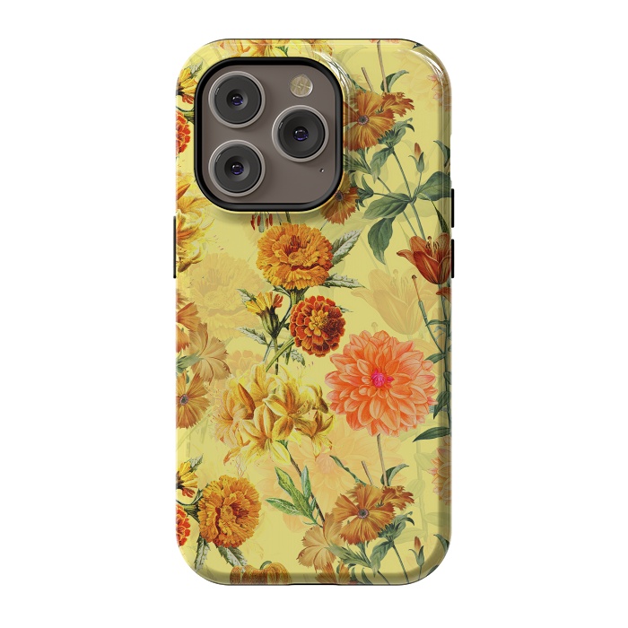 iPhone 14 Pro StrongFit Yellow vintage Flower Pattern by  Utart