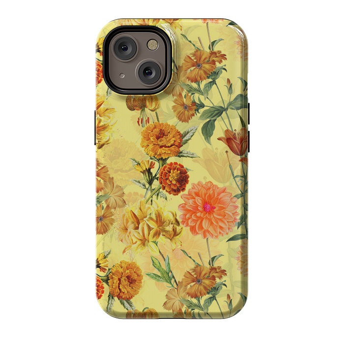 iPhone 14 StrongFit Yellow vintage Flower Pattern by  Utart