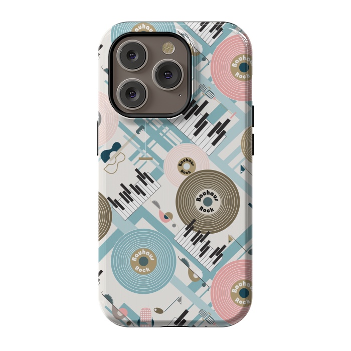 iPhone 14 Pro StrongFit Bauhaus Rock - Pink and Blue by Paula Ohreen