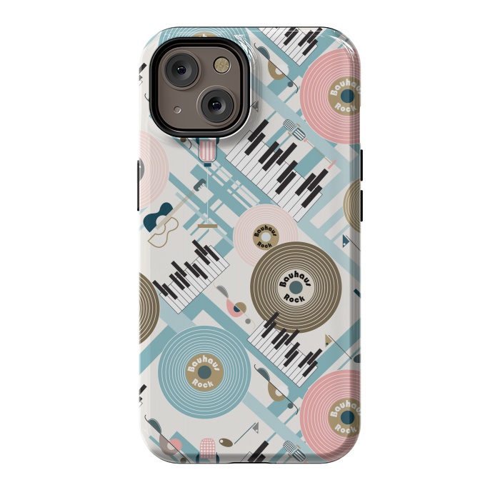 iPhone 14 StrongFit Bauhaus Rock - Pink and Blue by Paula Ohreen