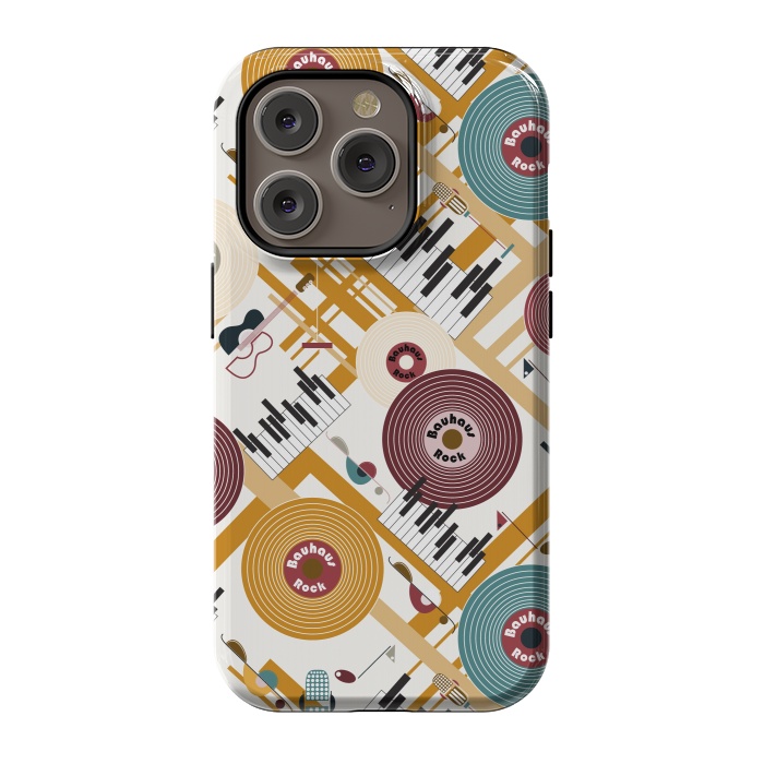 iPhone 14 Pro StrongFit Bauhaus Rock - Mustard and Burgundy by Paula Ohreen