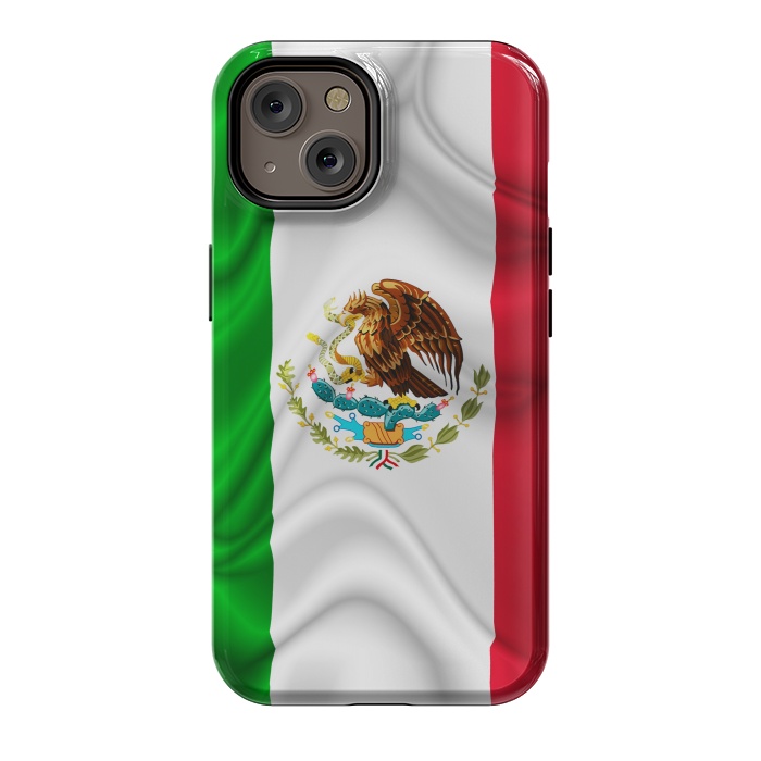 iPhone 14 StrongFit  Mexico Waving Silk Flag by BluedarkArt