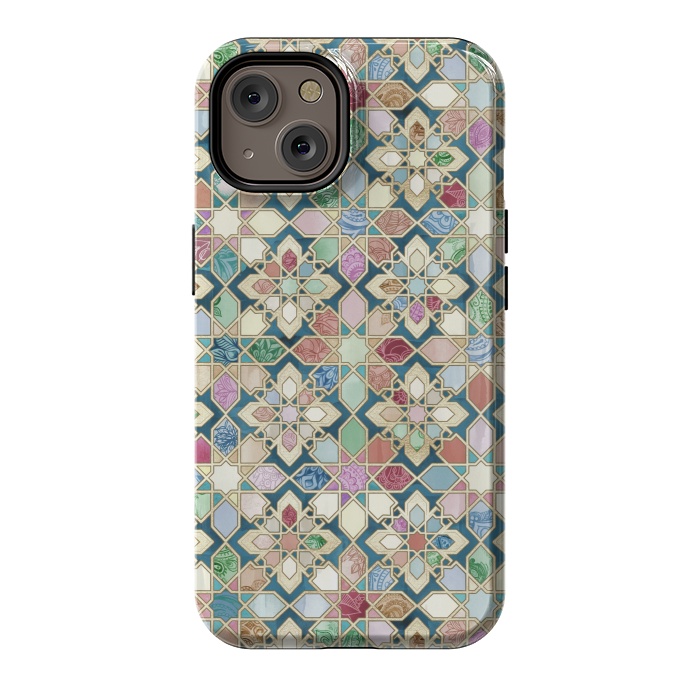 iPhone 14 StrongFit Muted Moroccan Mosaic Tiles by Micklyn Le Feuvre