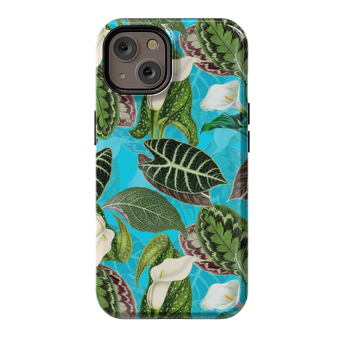 iPhone 14 StrongFit Fresh tropical Flowers and Leaves Pattern by  Utart