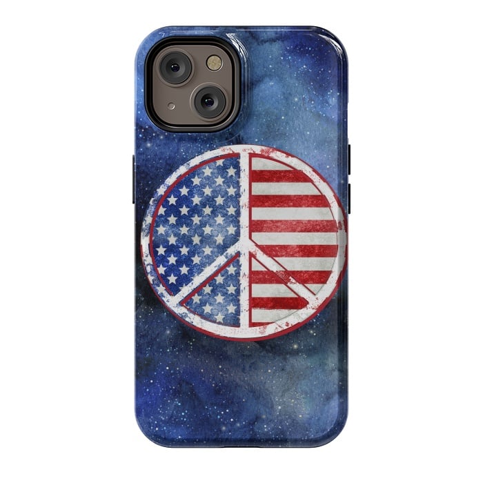 iPhone 14 StrongFit Peace Sign Stars and Stripes USA Flag 2 by Andrea Haase
