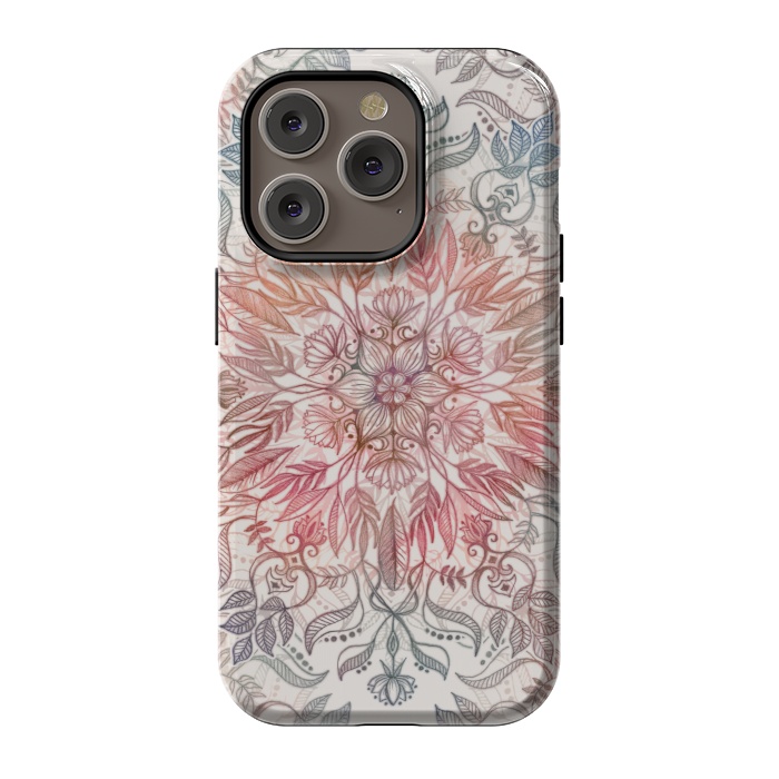 iPhone 14 Pro StrongFit Autumn Spice Mandala in Coral and Cream by Micklyn Le Feuvre