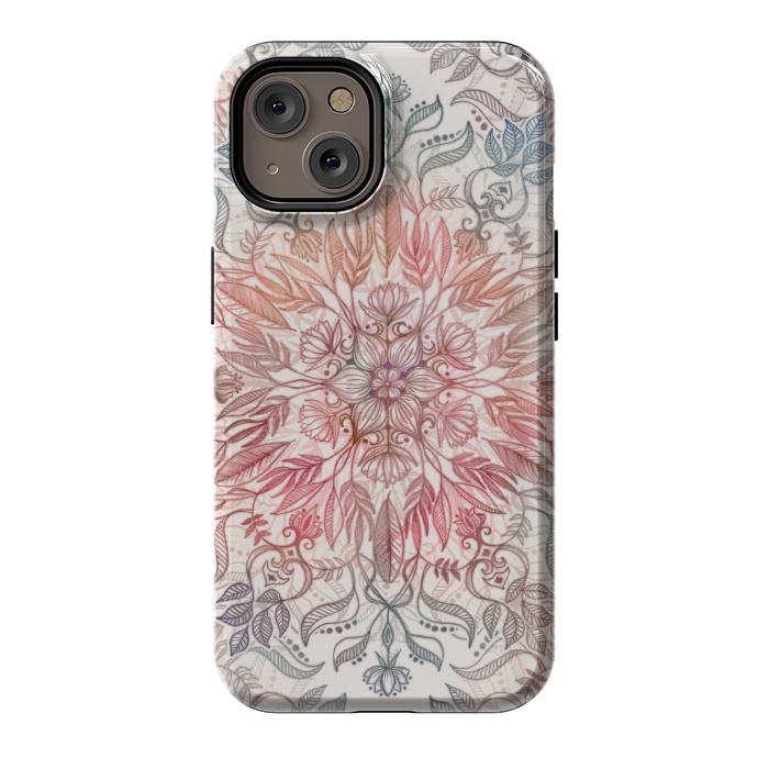 iPhone 14 StrongFit Autumn Spice Mandala in Coral and Cream by Micklyn Le Feuvre