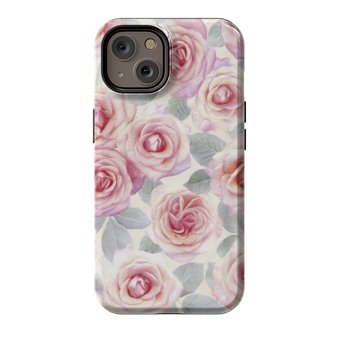 iPhone 14 StrongFit Painted Pink and Mauve Roses by Micklyn Le Feuvre