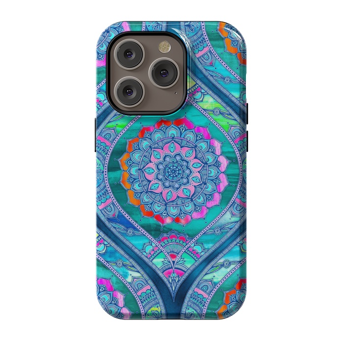 iPhone 14 Pro StrongFit Radiant Boho Color Play Mandala by Micklyn Le Feuvre