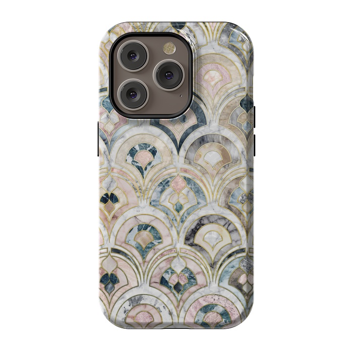 iPhone 14 Pro StrongFit Art Deco Marble Tiles in Soft Pastels by Micklyn Le Feuvre