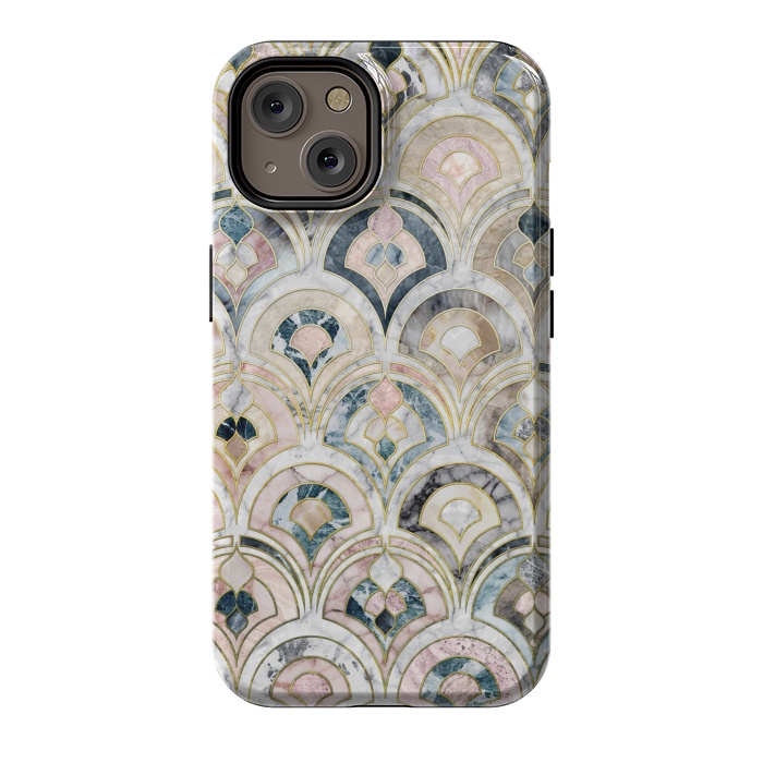 iPhone 14 StrongFit Art Deco Marble Tiles in Soft Pastels by Micklyn Le Feuvre
