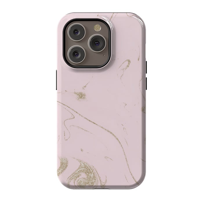iPhone 14 Pro StrongFit Luxe gold and blush marble image by InovArts
