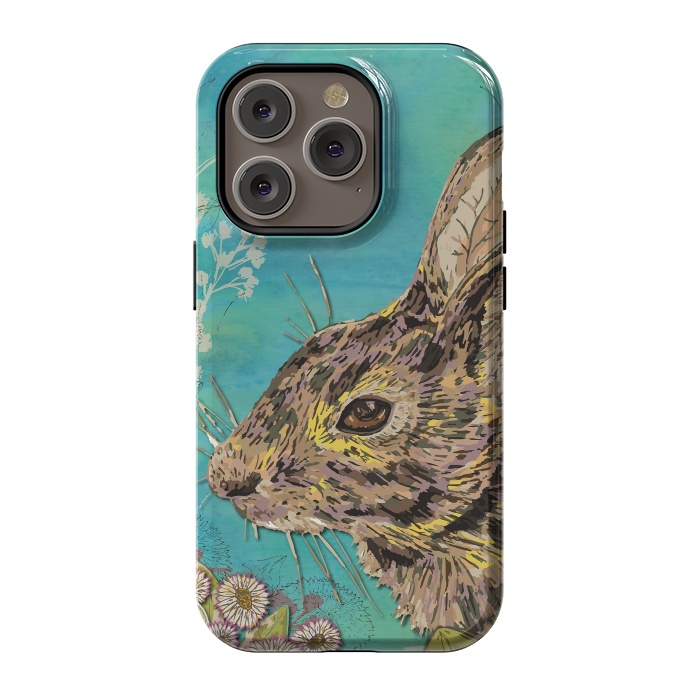 iPhone 14 Pro StrongFit Rabbit and Daisies by Lotti Brown