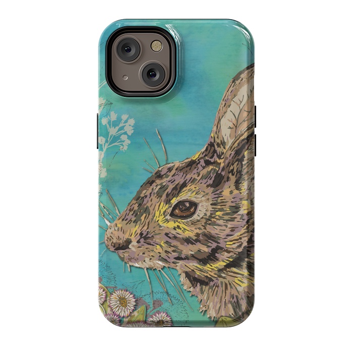 iPhone 14 StrongFit Rabbit and Daisies by Lotti Brown
