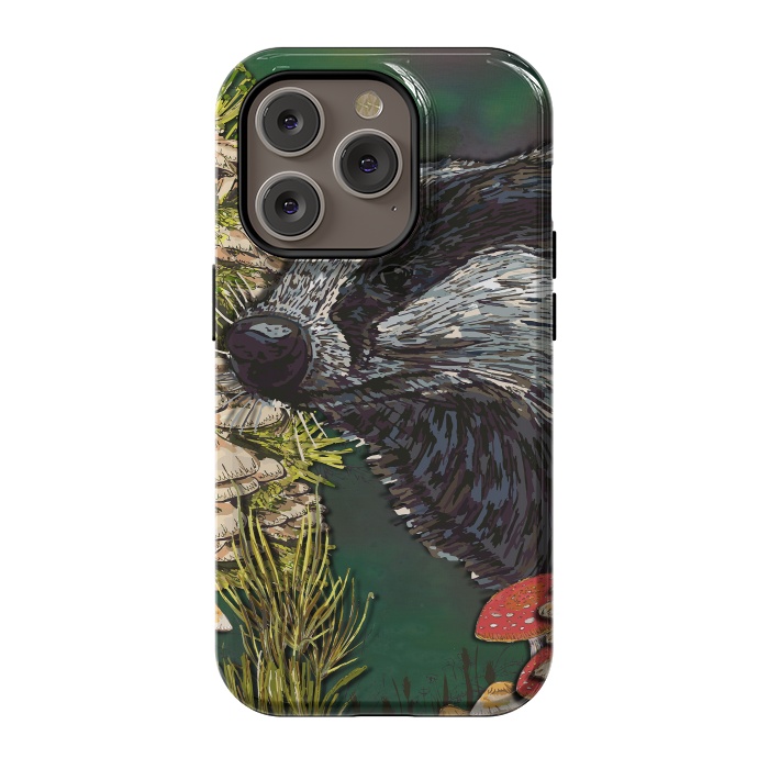 iPhone 14 Pro StrongFit Badger Woodland Walk by Lotti Brown