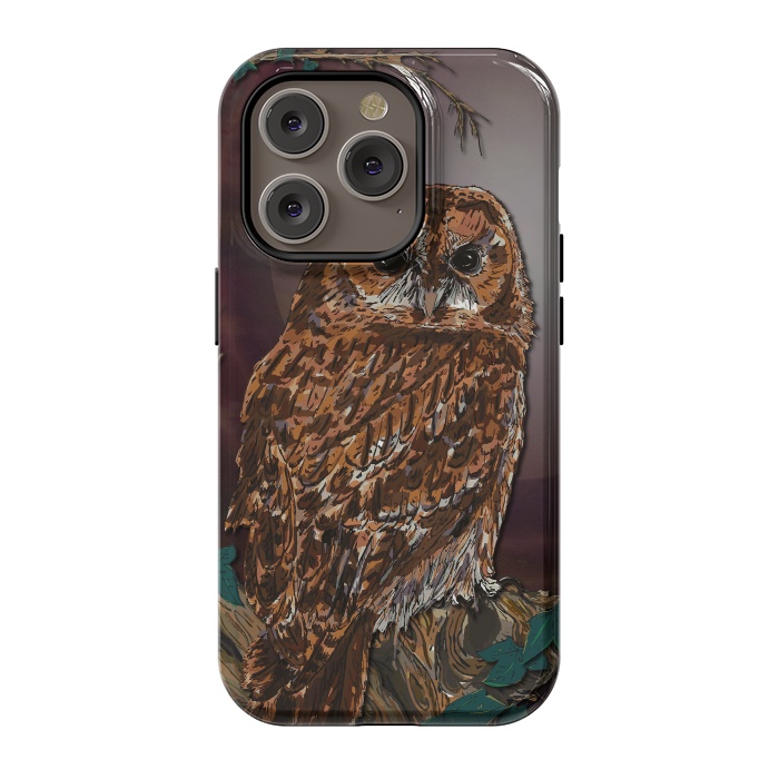 iPhone 14 Pro StrongFit Tawny Owl - Mistress of the Night by Lotti Brown