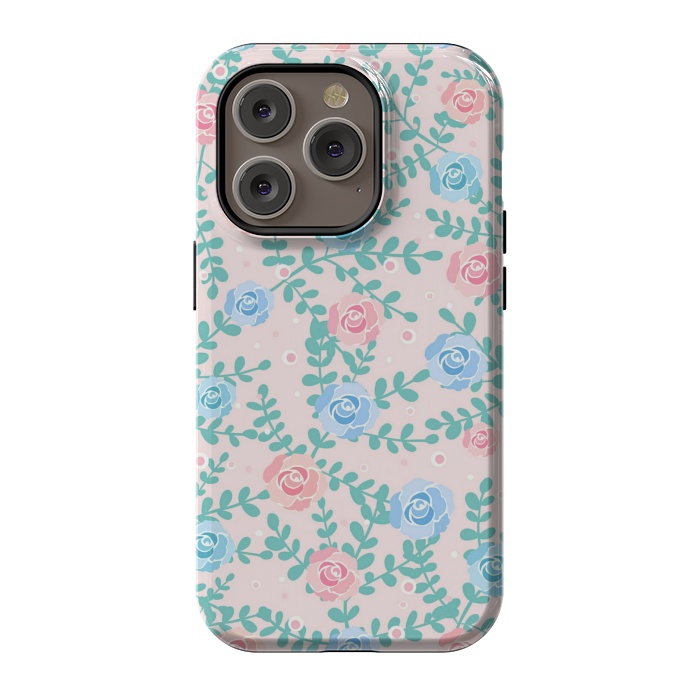iPhone 14 Pro StrongFit Pink blue roses by Jms