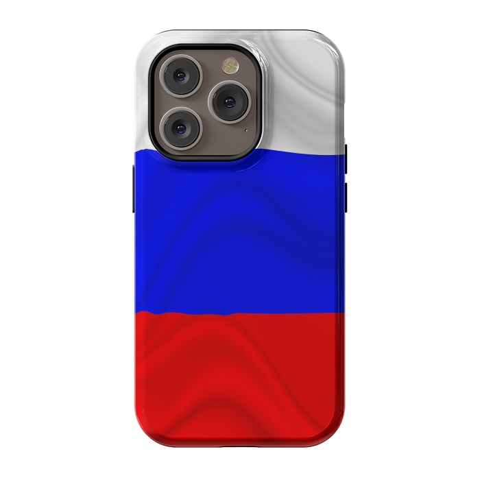 iPhone 14 Pro StrongFit Russia Waving Flag Digital Silk Satin Fabric by BluedarkArt