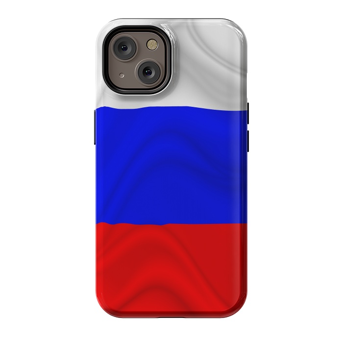 iPhone 14 StrongFit Russia Waving Flag Digital Silk Satin Fabric by BluedarkArt