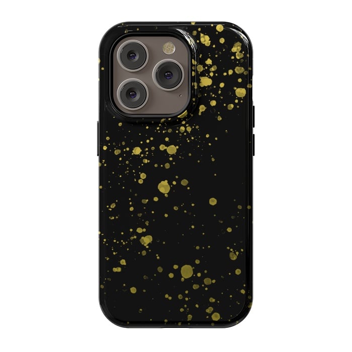 iPhone 14 Pro StrongFit Gold and Black Splatter by Ashley Camille