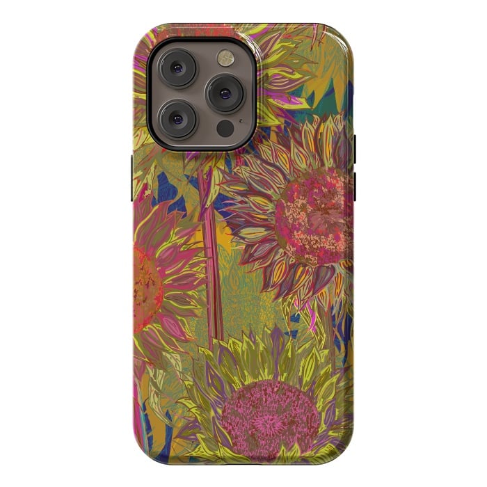 iPhone 14 Pro max StrongFit Sunflowers by Lotti Brown