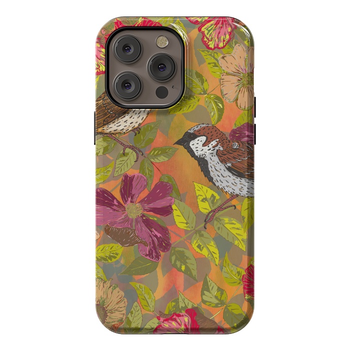 iPhone 14 Pro max StrongFit Sparrow and Wild Rose by Lotti Brown