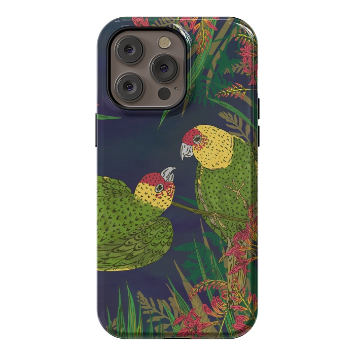 iPhone 14 Pro max StrongFit Parakeets in Paradise by Lotti Brown