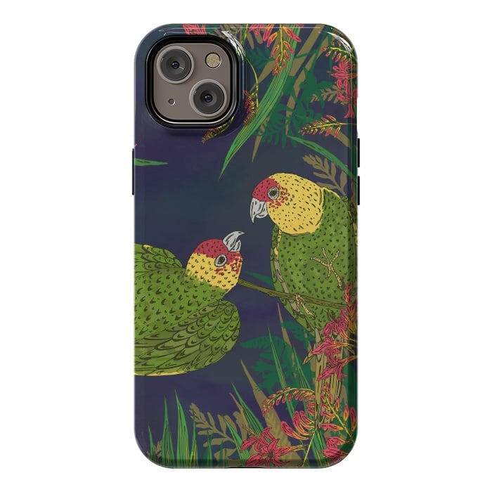 iPhone 14 Plus StrongFit Parakeets in Paradise by Lotti Brown